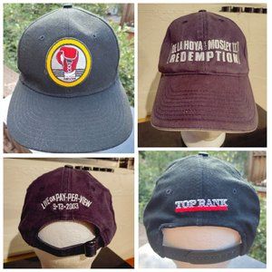 (2) VTG BOXING Caps. DE LA HOYA/Moseley III + Top RANK Inc/Patch/Caps by George